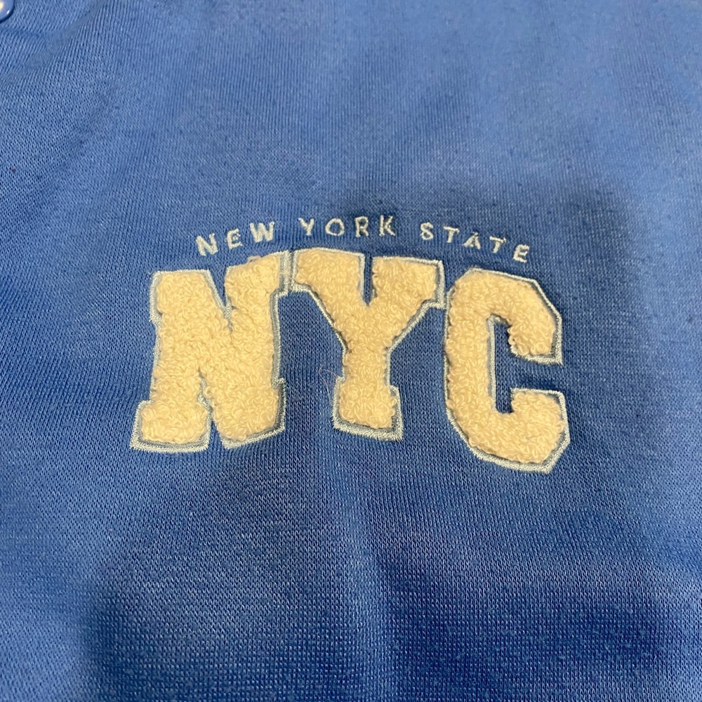 Bluenotes Blue and White Fleece Varsity Jacket Small New York State - Picture 4 of 9